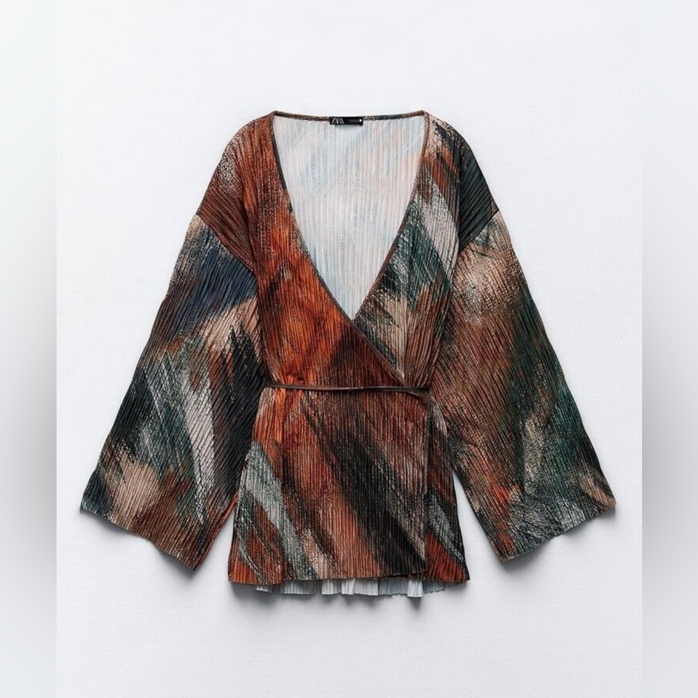 Zara pleated wrap top